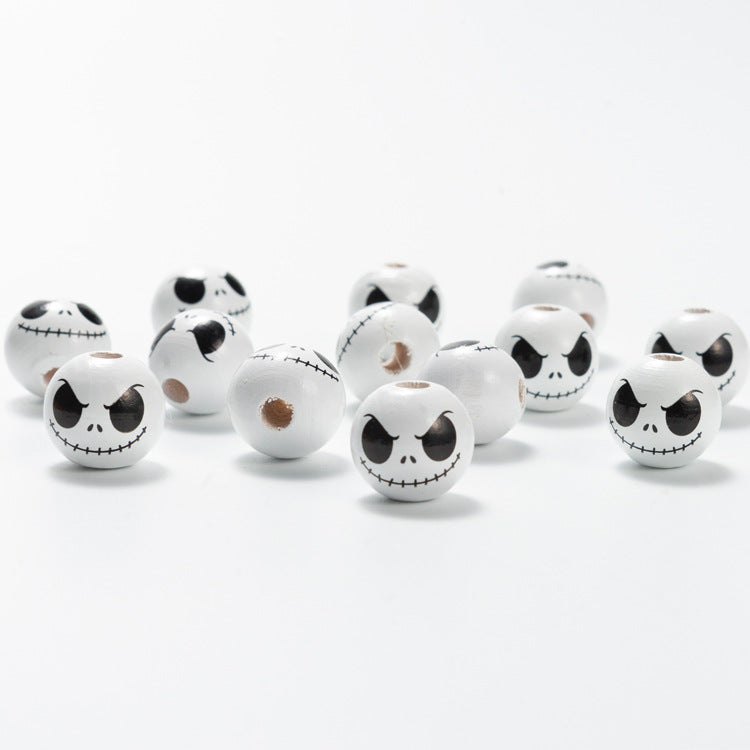 Wholesale 10pcs Halloween Colorful Pattern Wooden Beads